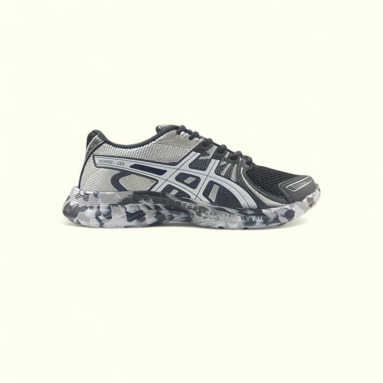 asics gel preto prata 